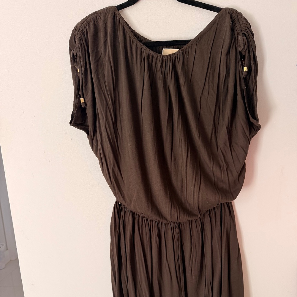 Michael Kors Chocolate Brown Drapey Dolman Sleeve Dress
